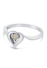 lovely white gold heart round opal gemstone baby birthstone ring